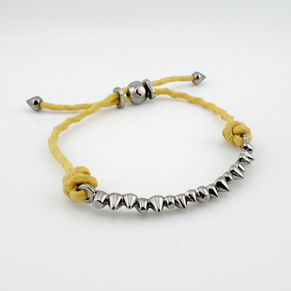 Eddie Borgo Spiked Cone‎ Bracelet Women's Adjustable Yellow Cord